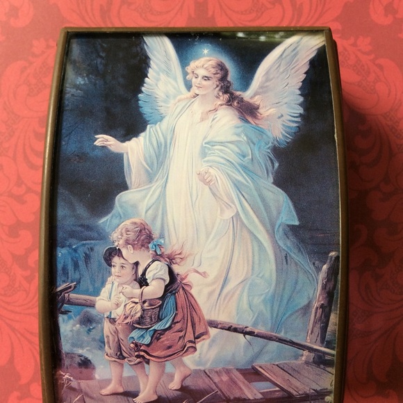 Vintage Via Vermont Guardian Angel Glass Brass Box - Picture 13 of 14